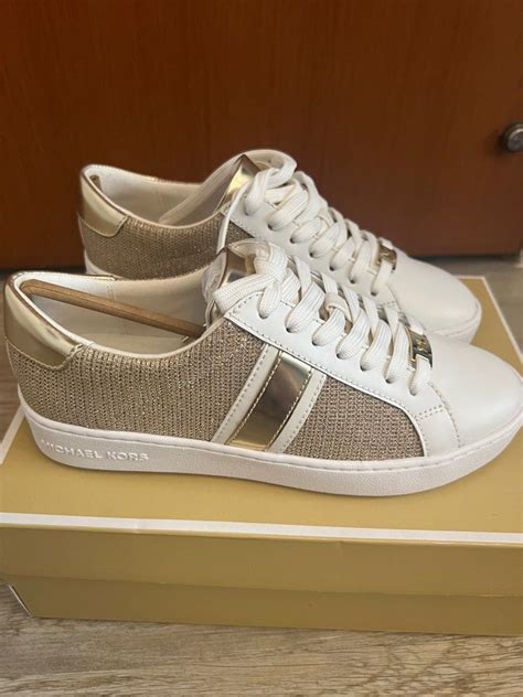 michael kors irving sneakers gold|Irving Glitter and Leather Stripe Sneaker .